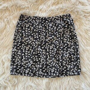 Black and White Floral Skirt